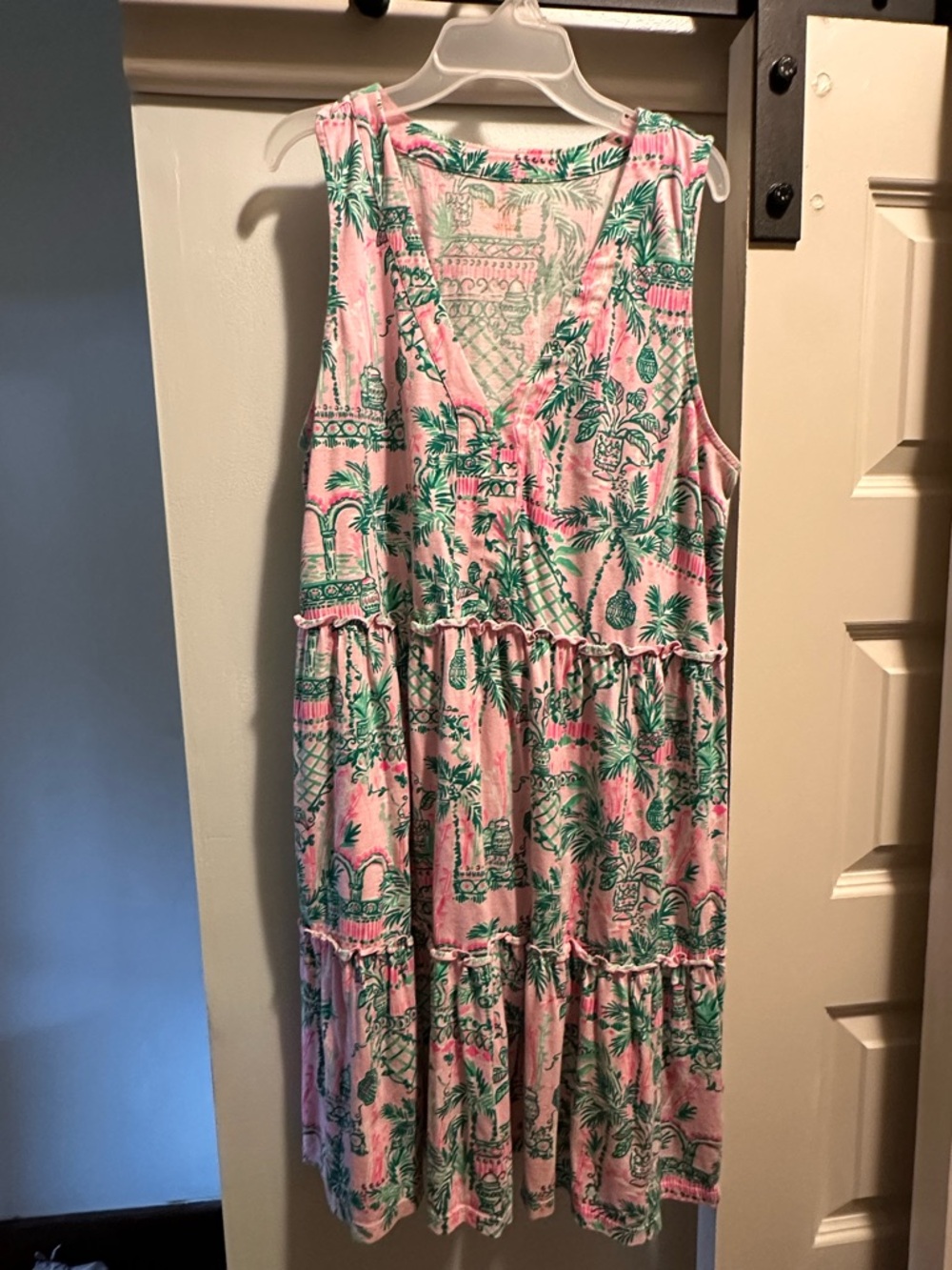 Lilly Pulitzer Pink and Green Tropical Print Sleeveless Dress